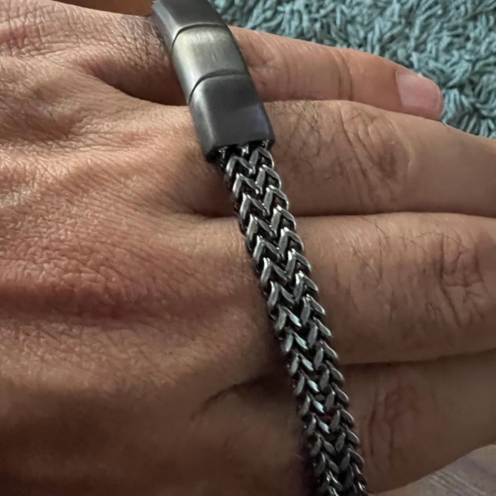 Bracelets for Men-Stainless Steel Magnetic Clasp Franco Chain Mens Bracelet - Picture 8 of 13